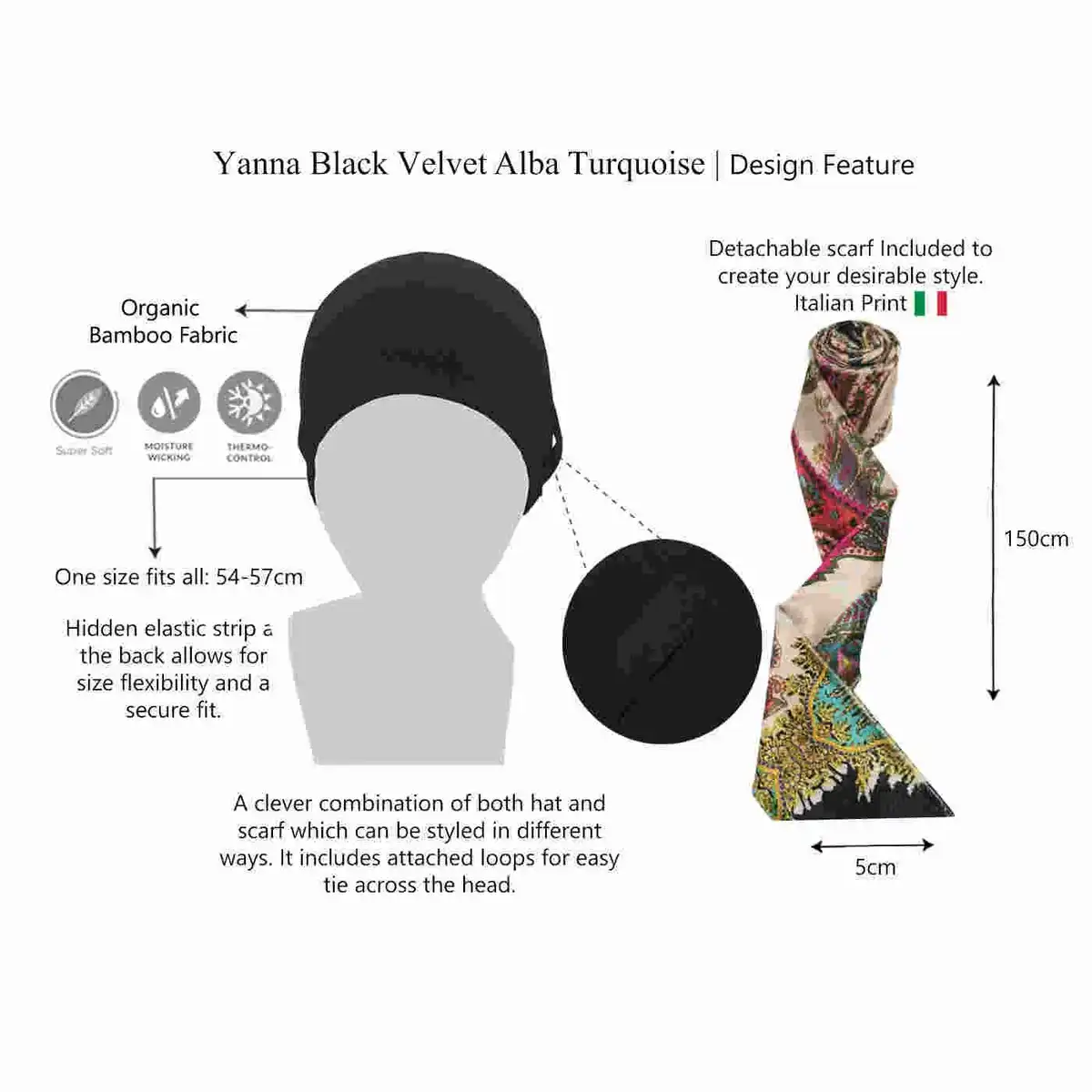 Yanna Black Velvet Alba Turquoise view 5